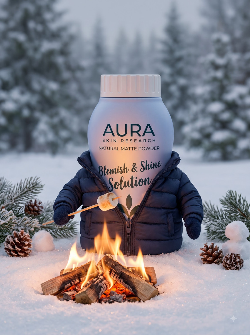 Face Powder Product Photography Winter Campfire Christmas Theme - Example 2