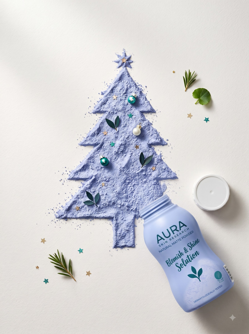 Face Powder Product Photography Powder Tree Art Christmas Theme - Example 2