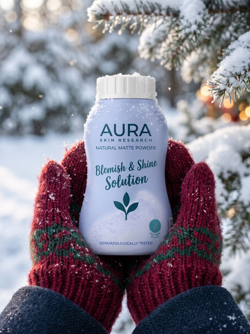 Face Powder Product Photography Knit Mittens Christmas Theme - Example 2