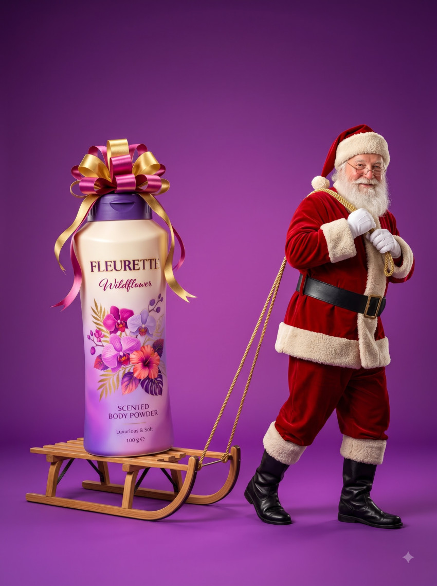 Face Powder Product Photography Santa Sled Christmas Theme - Example 1