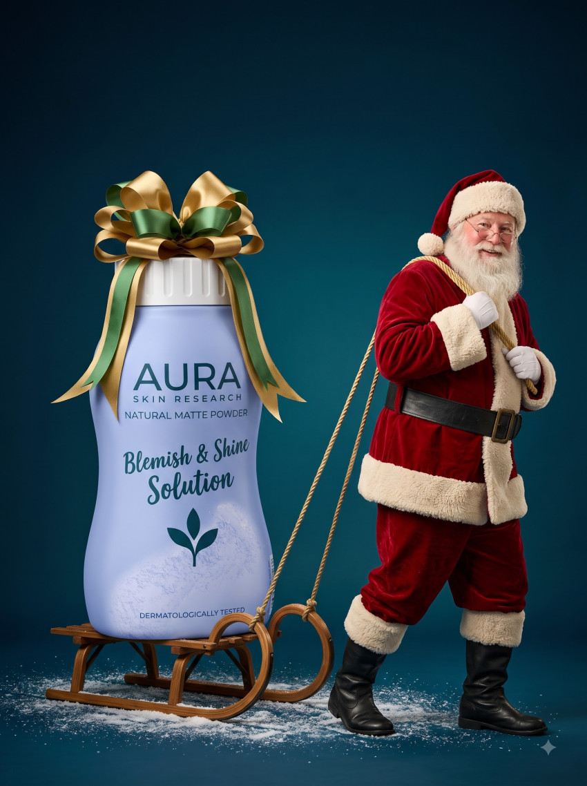 Face Powder Product Photography Santa Sled Christmas Theme - Example 2