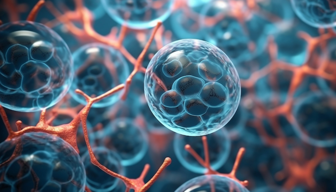 Human cell microscope background, healthcare stock images, life sciences stock images, ai stock images