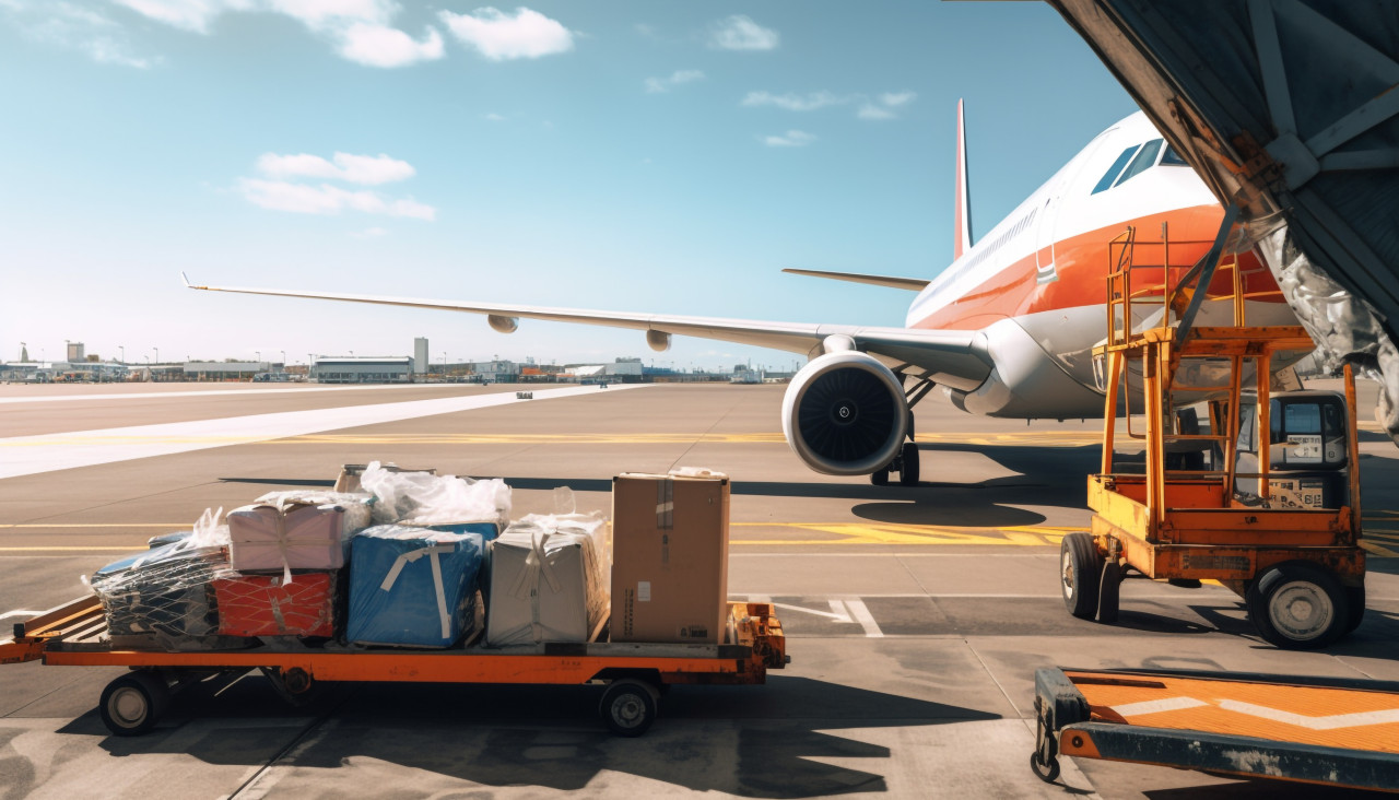 International airport luggage and cargo, air transportation stock images, ai prompt air transportation, airplane stock images
