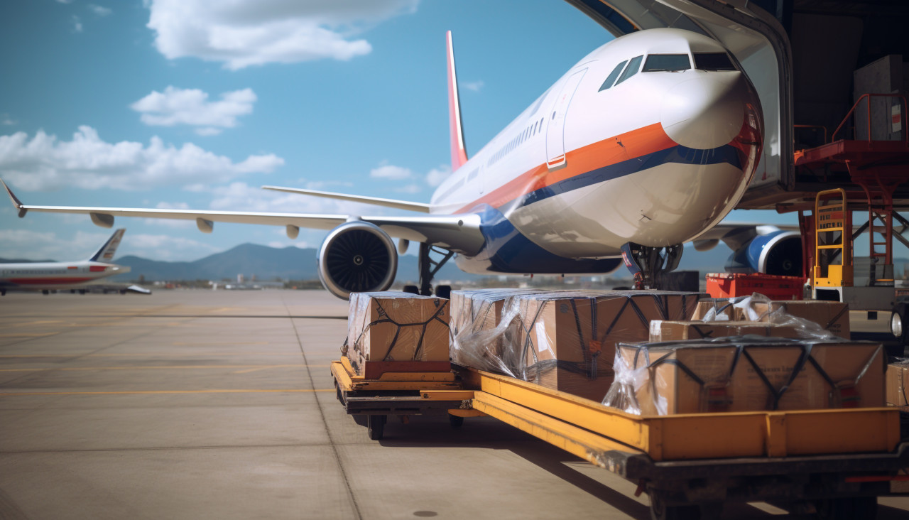 Airplane wing cargo loading, air transportation stock images, ai prompt air transportation, airplane stock images