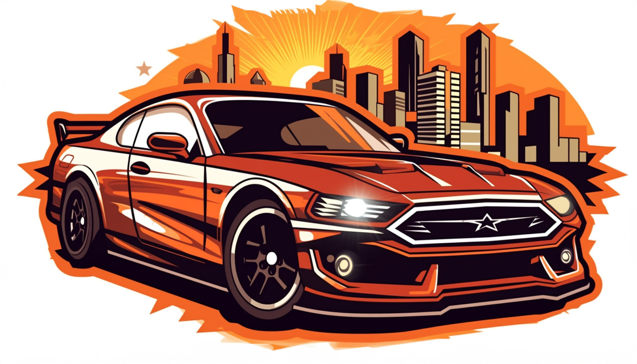 Urban racing sticker design, bumper stickers stock image, bumper stickers ai prompt, ai-generated bumper stickers