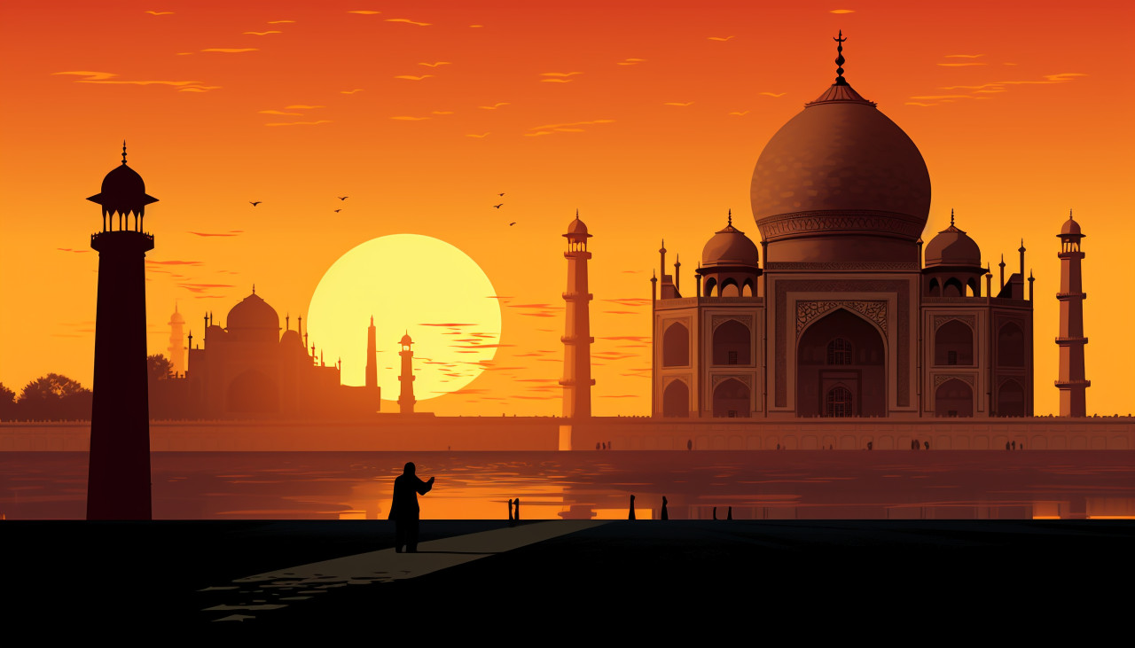Taj mahal glowing in the morning light, taj mahal free images, taj mahal ai prompts, agra free images