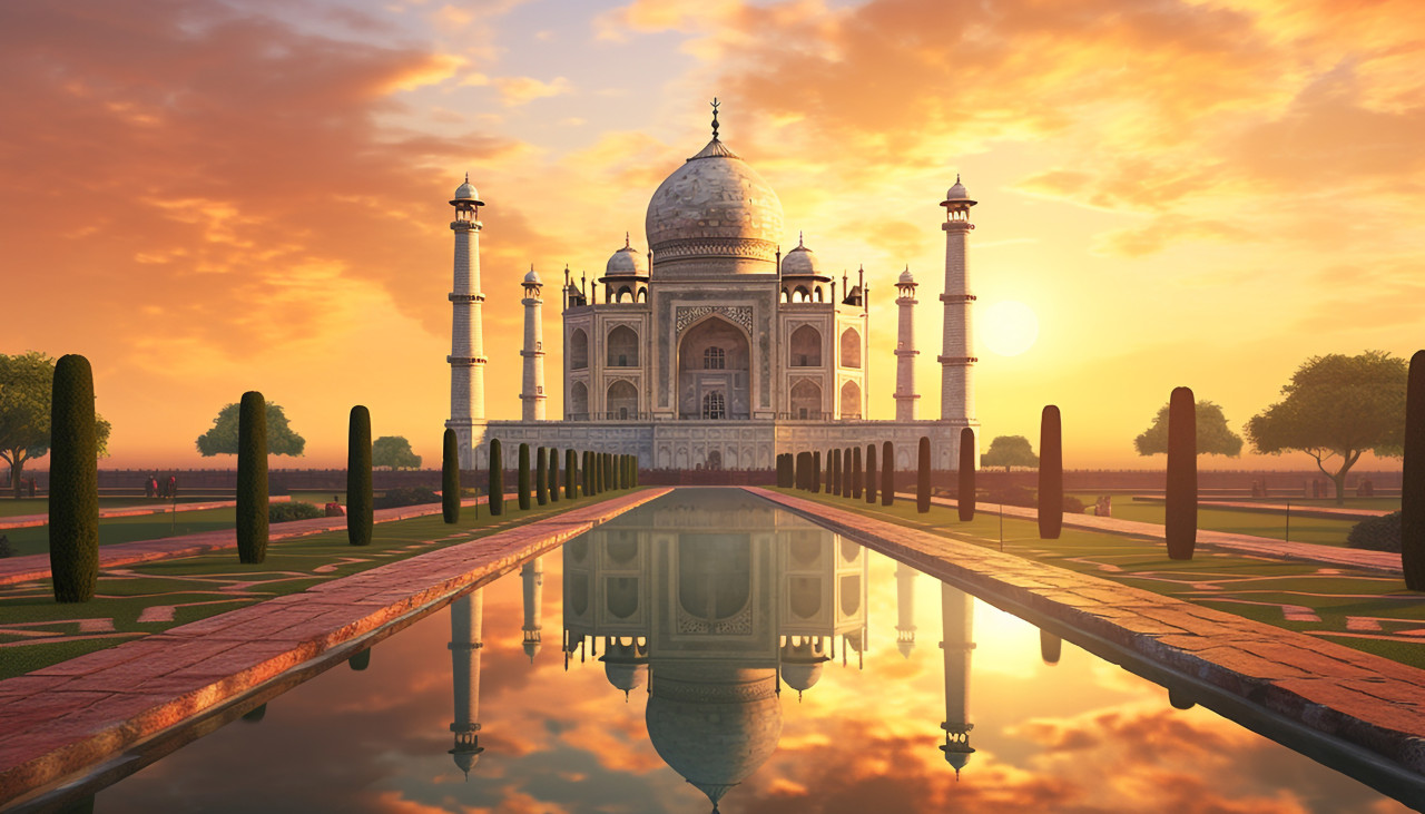 Sunrise of the taj mahal in agra, taj mahal free images, taj mahal ai prompts, agra free images