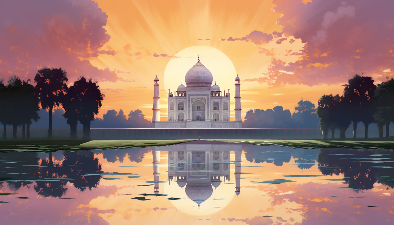 Taj mahal at sunrise, taj mahal free images, taj mahal ai prompts, agra free images