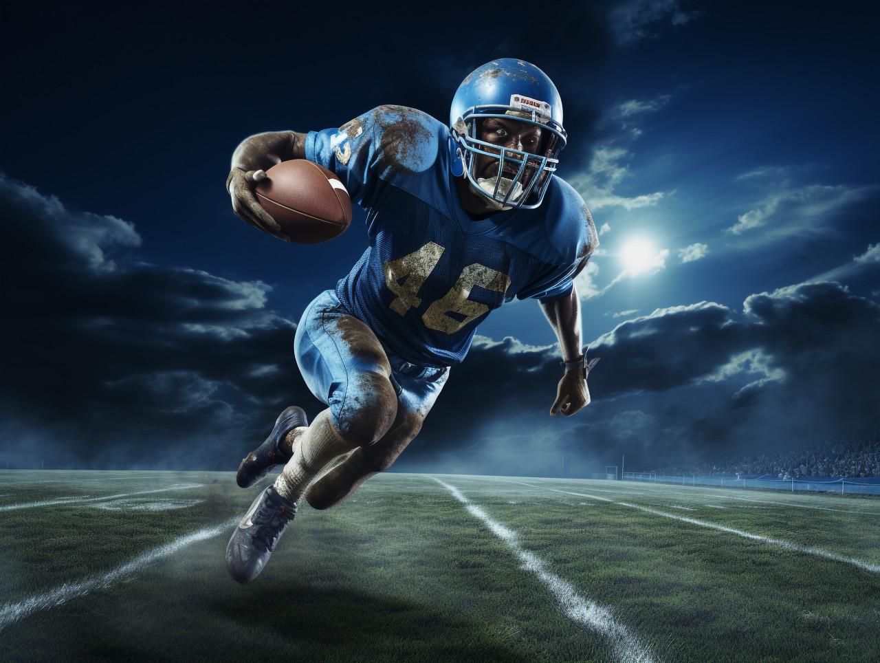 Football player sprinting, football player running stock image, football player running photo, football player running ai prompt