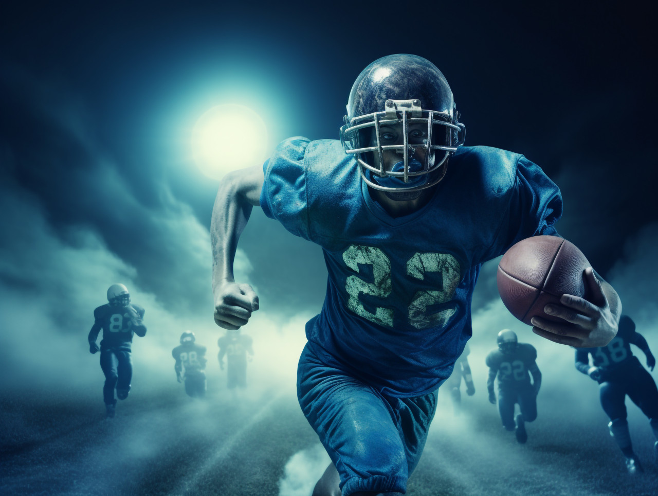Quarterback taking off for a run, football player running stock image, football player running photo, football player running ai prompt