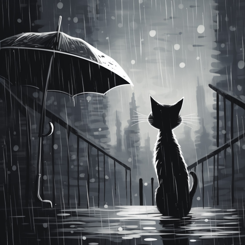 Rainy day cat illustration, animal t-shirt designs, animal t-shirt design stock images, animal t-shirt design ai prompts