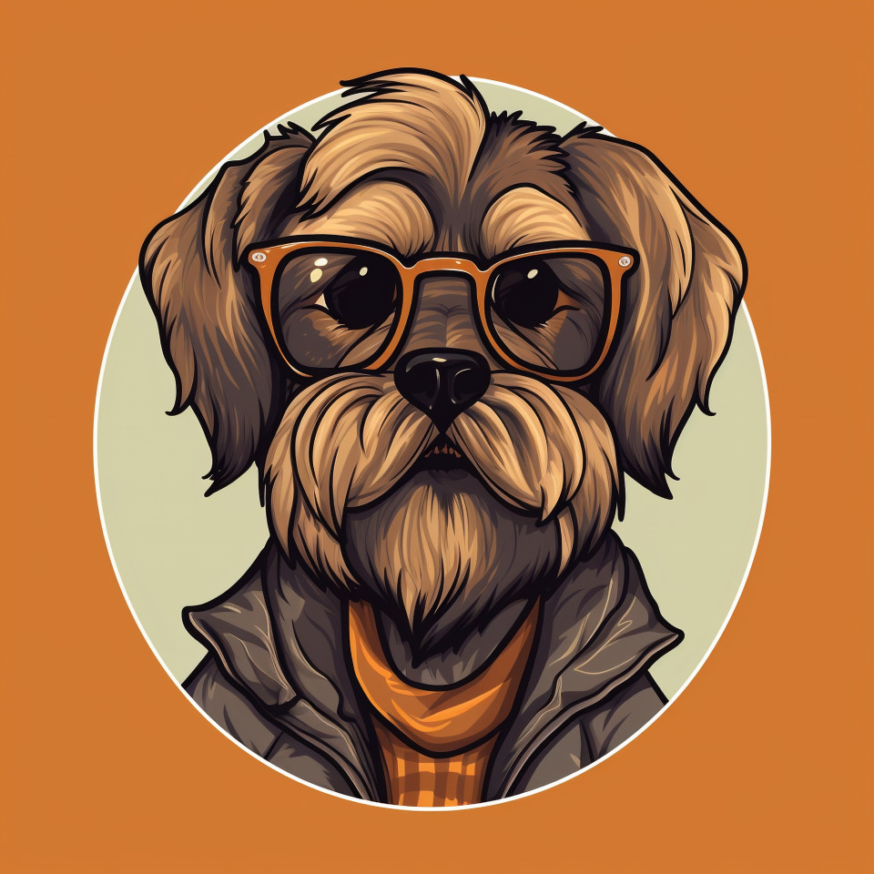 Cute anthropomorphic dog artwork, animal t-shirt designs, animal t-shirt design stock images, animal t-shirt design ai prompts