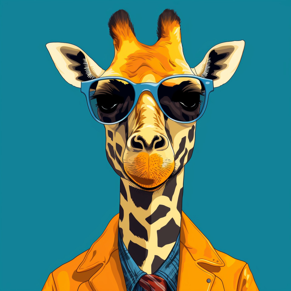 Giraffe in shades, animal t-shirt designs, animal t-shirt design stock images, animal t-shirt design ai prompts
