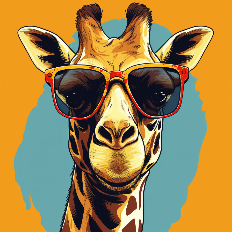 Sunglasses selfie giraffe, animal t-shirt designs, animal t-shirt design stock images, animal t-shirt design ai prompts