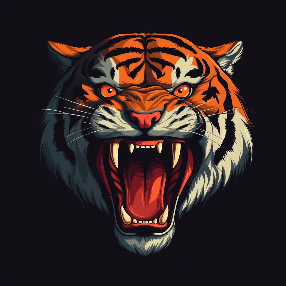 Black background tiger, animal t-shirt designs, animal t-shirt design stock images, animal t-shirt design ai prompts