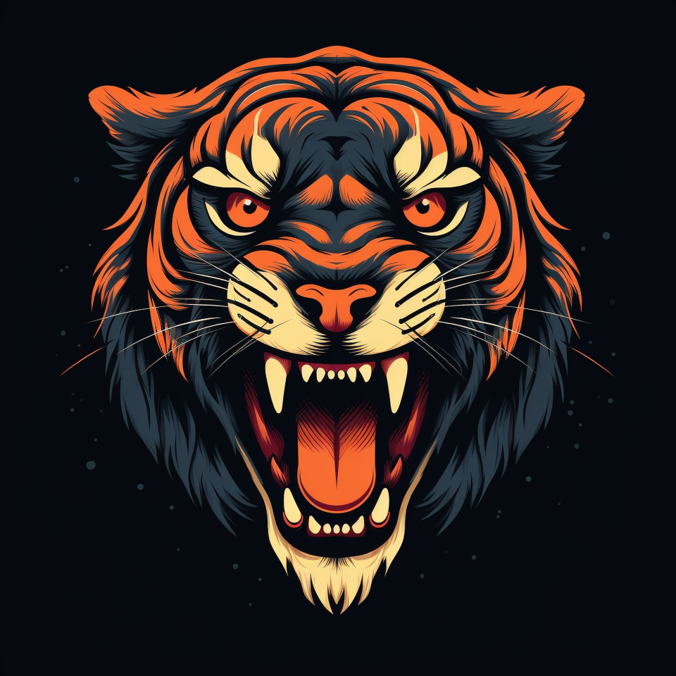 Angry tiger vector art, animal t-shirt designs, animal t-shirt design stock images, animal t-shirt design ai prompts