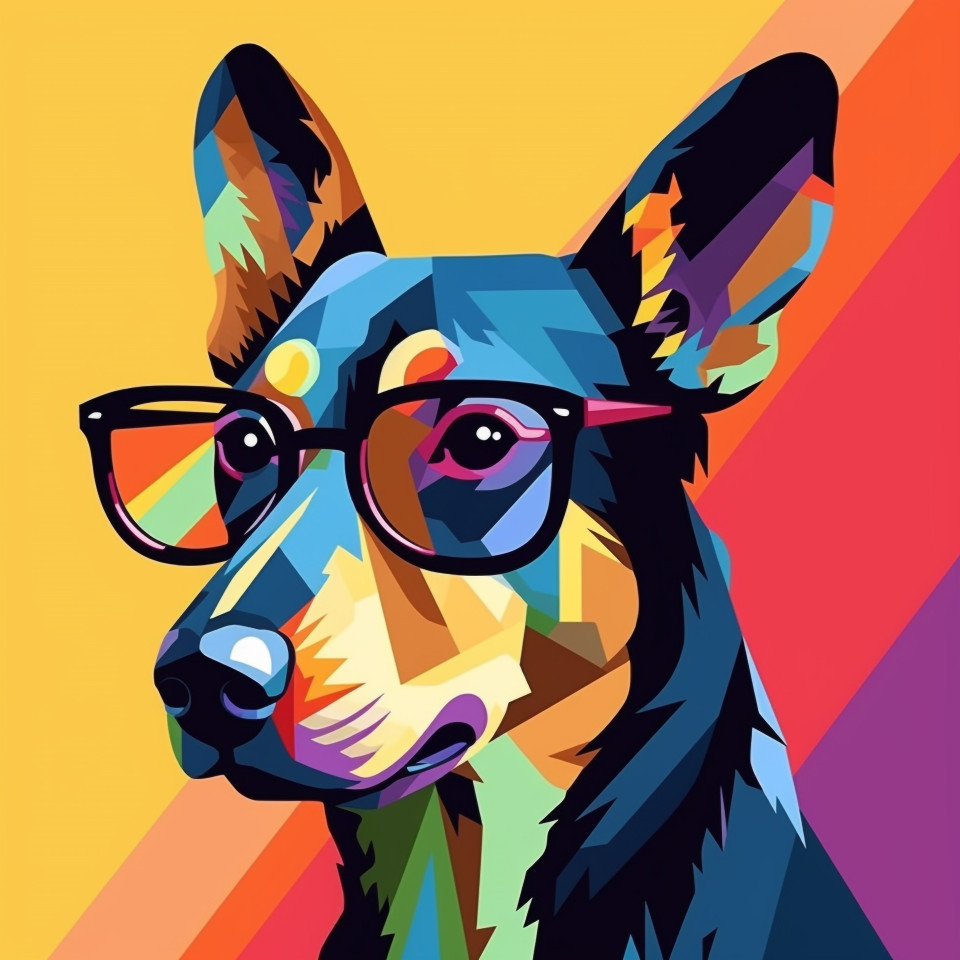 Colorful dog in glasses, animal t-shirt designs, animal t-shirt design stock images, animal t-shirt design ai prompts