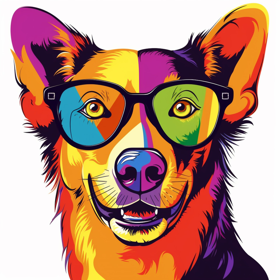 Dog with rainbow glasses, animal t-shirt designs, animal t-shirt design stock images, animal t-shirt design ai prompts