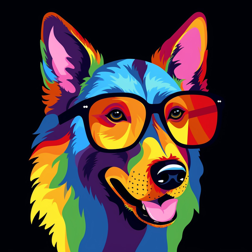 Dog with glasses looking smart, animal t-shirt designs, animal t-shirt design stock images, animal t-shirt design ai prompts