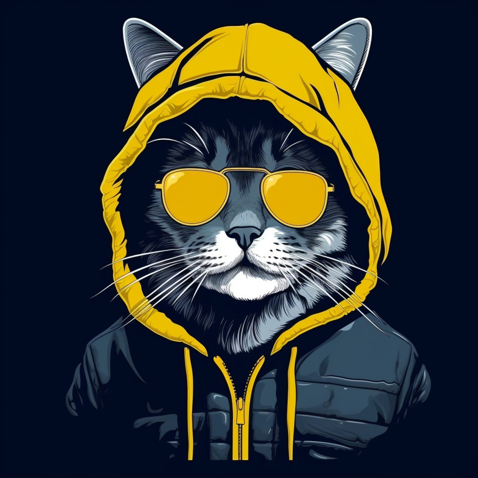 Cat in streetwear with attitude, animal t-shirt designs, animal t-shirt design stock images, animal t-shirt design ai prompts
