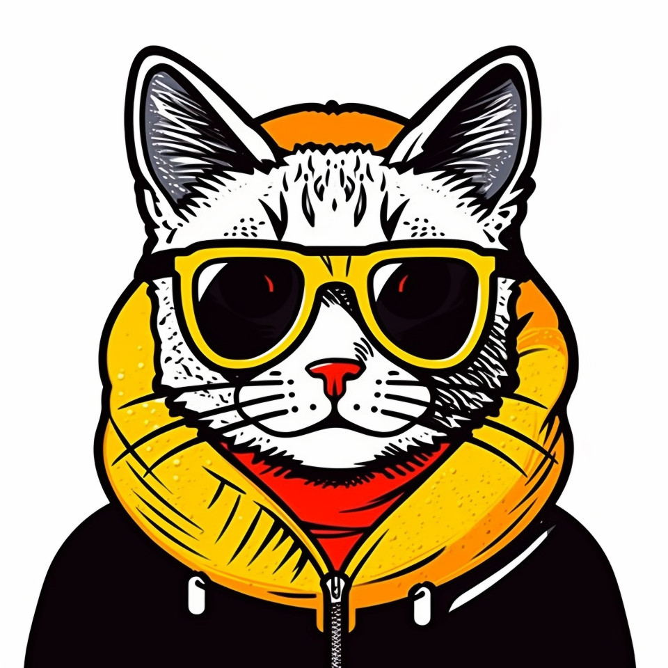 Hipster pop art cat illustration, animal t-shirt designs, animal t-shirt design stock images, animal t-shirt design ai prompts