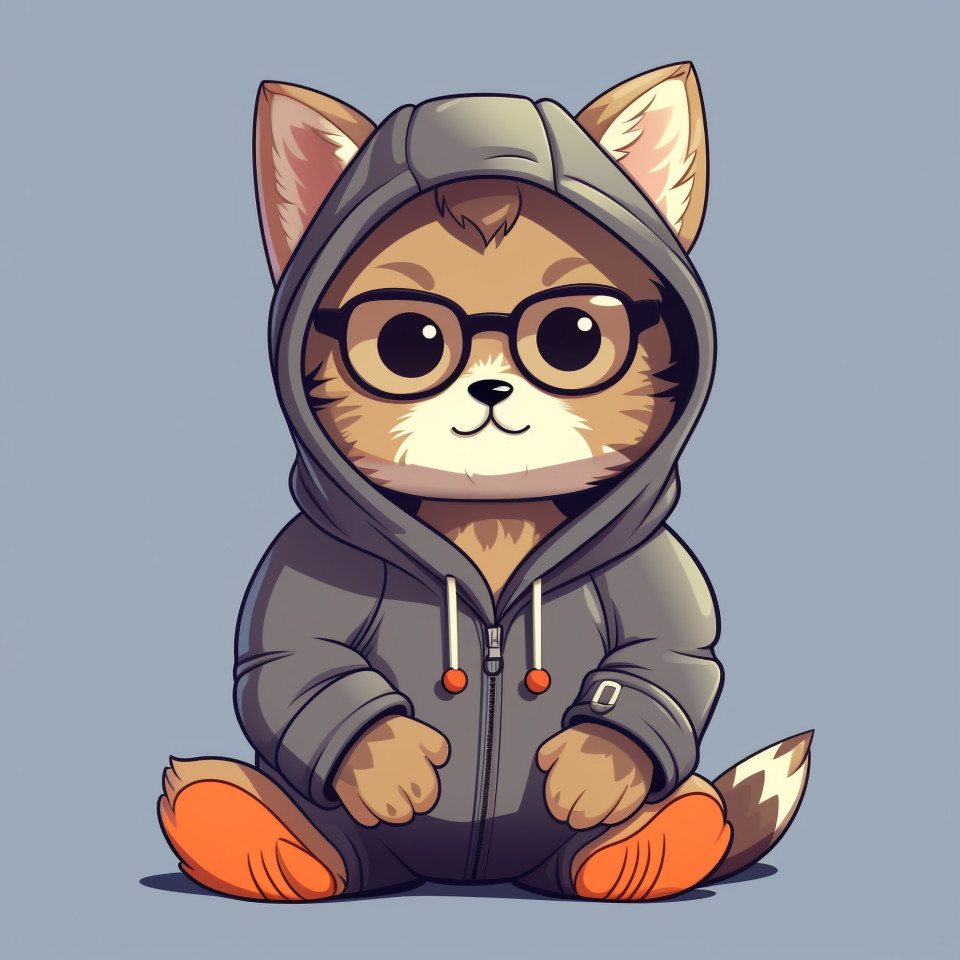 Hipster cat in hoodie and glasses, animal t-shirt designs, animal t-shirt design stock images, animal t-shirt design ai prompts