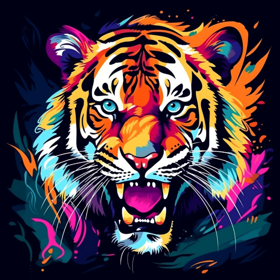 Tiger in water splash, animal t-shirt designs, animal t-shirt design stock images, animal t-shirt design ai prompts