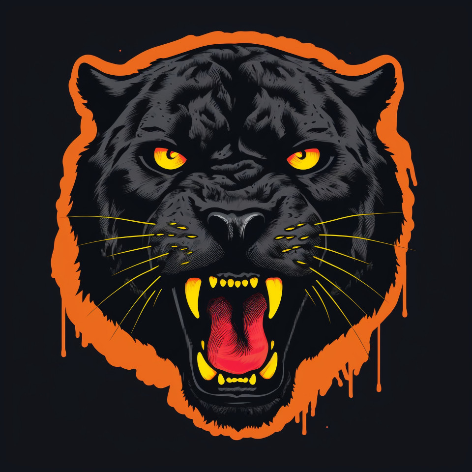 Angry black jaguar head with grungy background, animal t-shirt designs, animal t-shirt design stock images, animal t-shirt design ai prompts