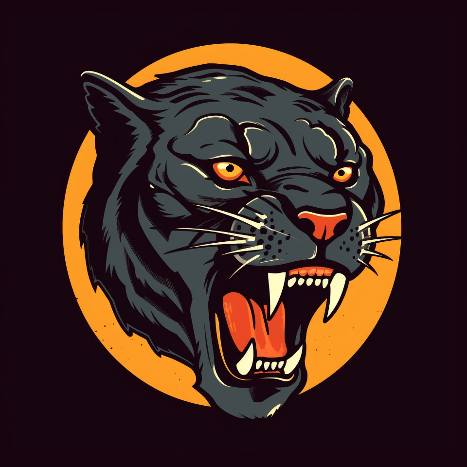 Wild black jaguar head with menacing eyes, animal t-shirt designs, animal t-shirt design stock images, animal t-shirt design ai prompts