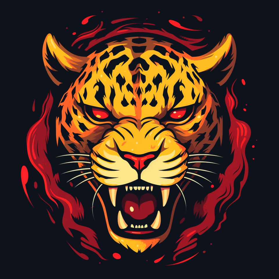 Leopard with burning eyes, animal t-shirt designs, animal t-shirt design stock images, animal t-shirt design ai prompts