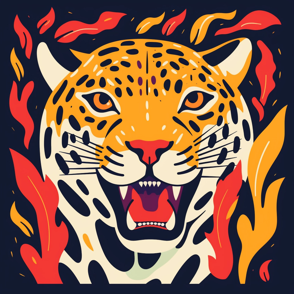 Leopard in the flames, animal t-shirt designs, animal t-shirt design stock images, animal t-shirt design ai prompts