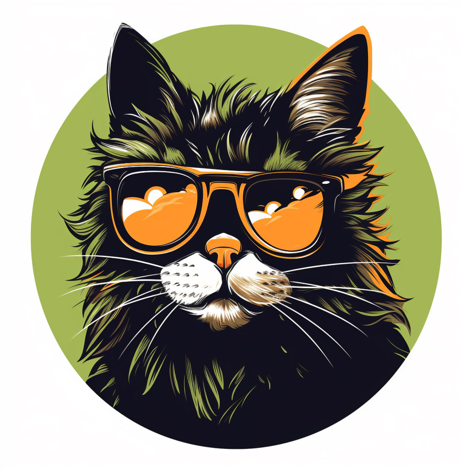 Tattooed cat wearing sunglasses, animal t-shirt designs, animal t-shirt design stock images, animal t-shirt design ai prompts