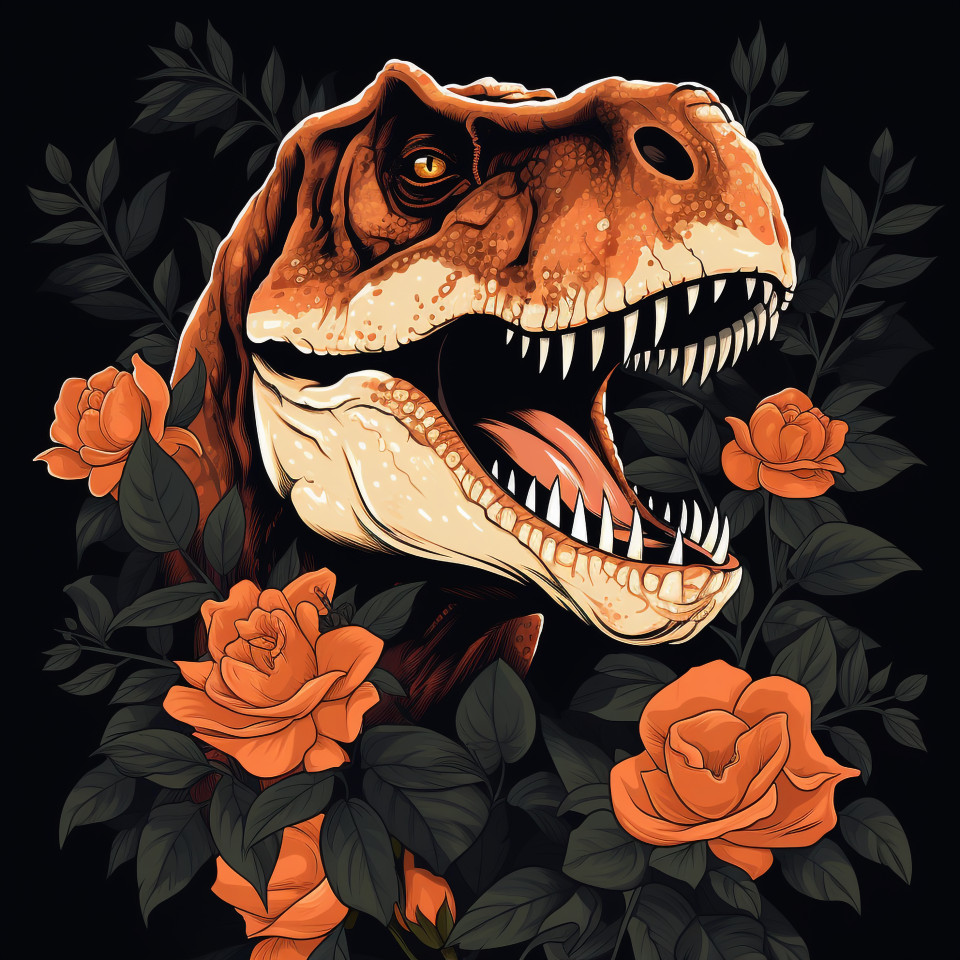 Floral t-rex artwork, animal t-shirt designs, animal t-shirt design stock images, animal t-shirt design ai prompts