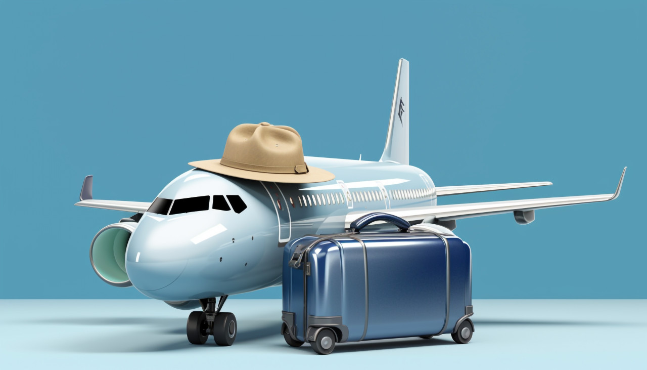 Travel essentials waiting at the airport, adventure travel stock images, adventure travel ai prompts, travel stock images ai