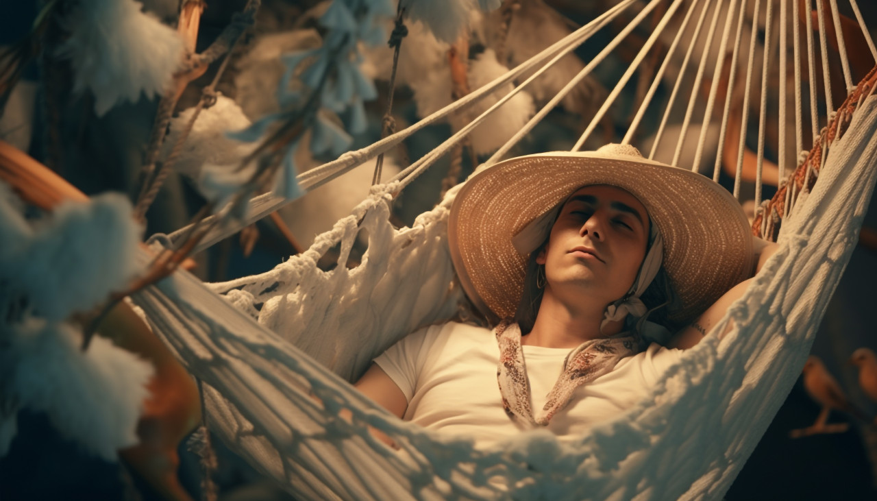 Person in hammock by the lake, adventure travel stock images, adventure travel ai prompts, travel stock images ai