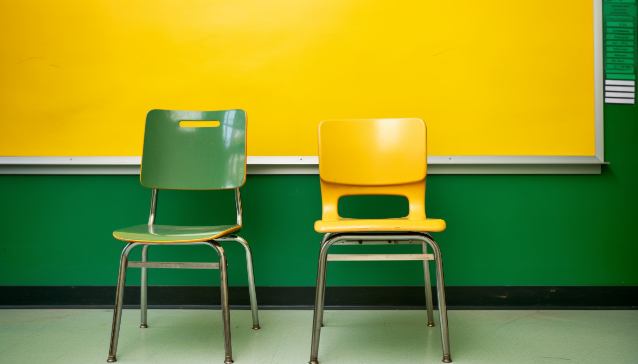 Empty classroom with nostalgic vibe, back to school stock images ai, back to school stock illustrations ai, back to school ai prompts
