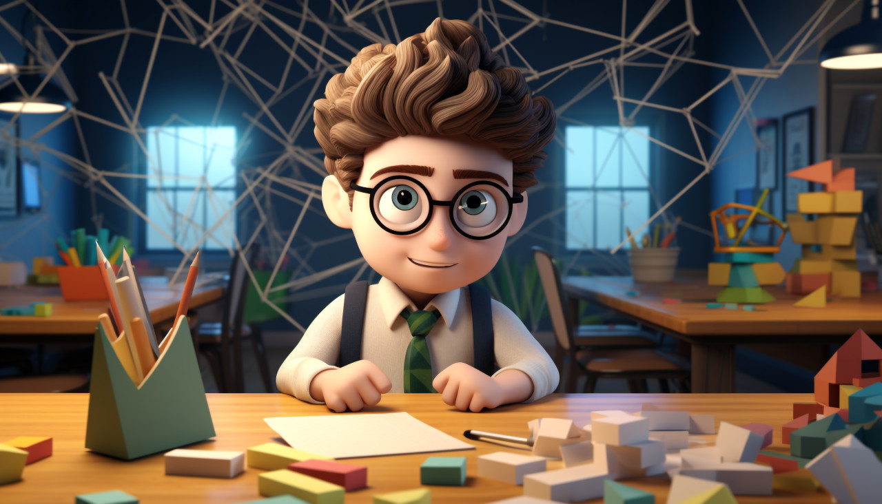 3d cartoon little boy in class, back to school stock images ai, back to school stock illustrations ai, back to school ai prompts