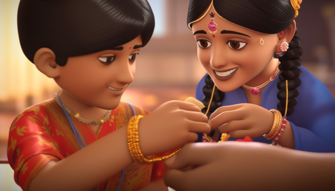 Closeup shot of sister tying rakhi on her brothers, raksha bandhan stock photo, raksha bandhan vector illustration, raksha bandhan ai generator