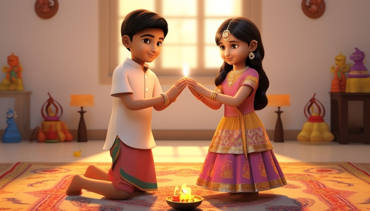 Indian kids, raksha bandhan stock photo, raksha bandhan vector illustration, raksha bandhan ai generator