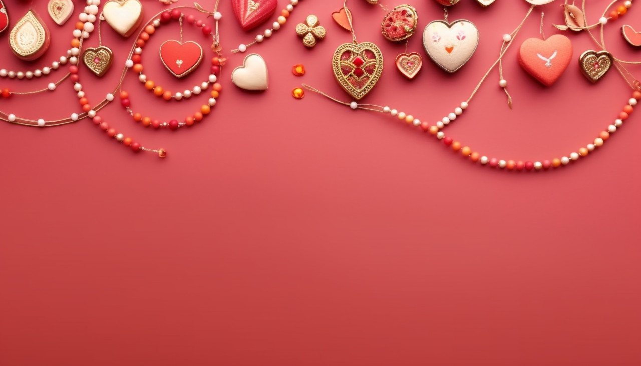 Raksha bandhan and rakhis on red background with gifts, raksha bandhan stock photo, raksha bandhan vector illustration, raksha bandhan ai generator