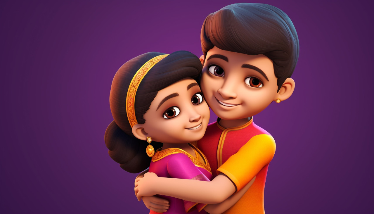 Raksha bandhan brother and sister hugging each other, raksha bandhan stock photo, raksha bandhan vector illustration, raksha bandhan ai generator
