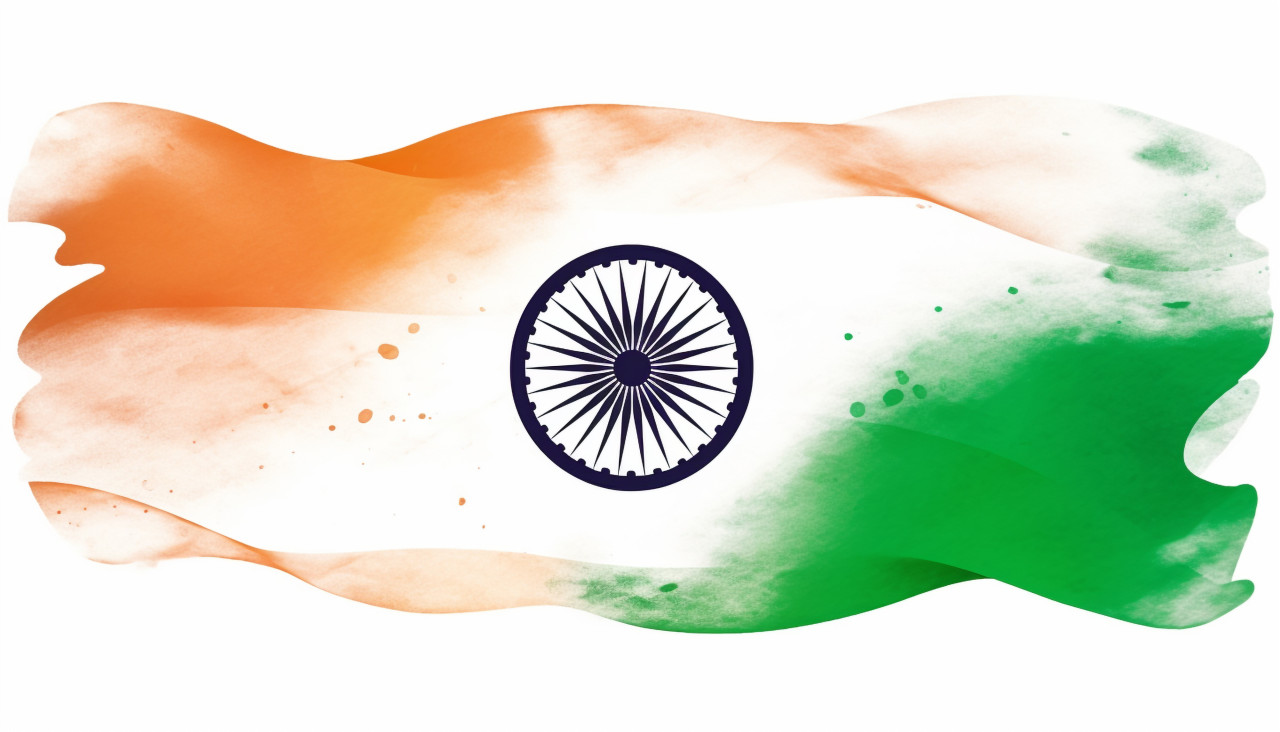 Indian flag watercolor painting, independence day stock image, independence day ai prompt