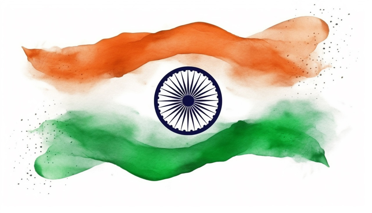 A watercolor painting of the indian flag on a white background, independence day stock image, independence day ai prompt