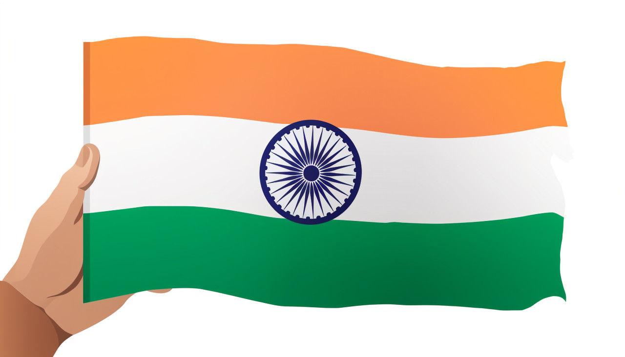 The flag of india holding by a hand, independence day stock image, independence day ai prompt
