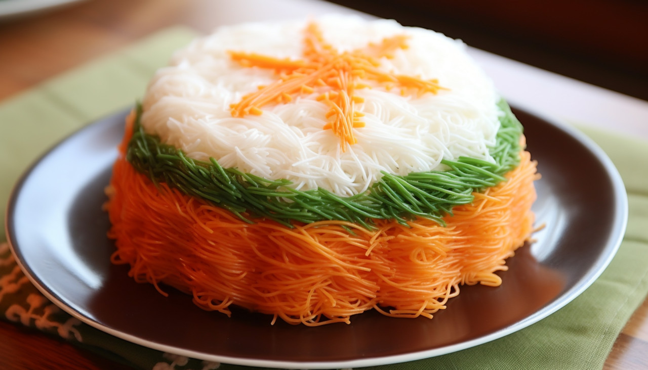 An indian flag shaped rice cake, independence day stock image, independence day ai prompt
