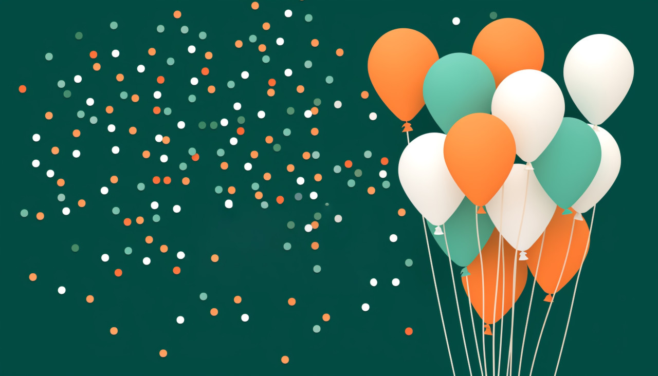 Happy indian day with confetti balloons, independence day stock image, independence day ai prompt