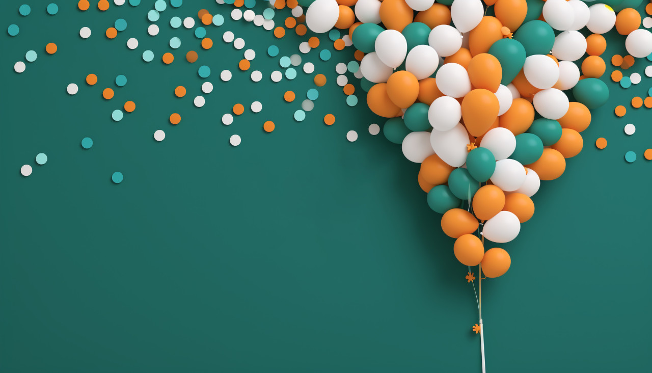 Indian day celebration with confetti and balloons, independence day stock image, independence day ai prompt