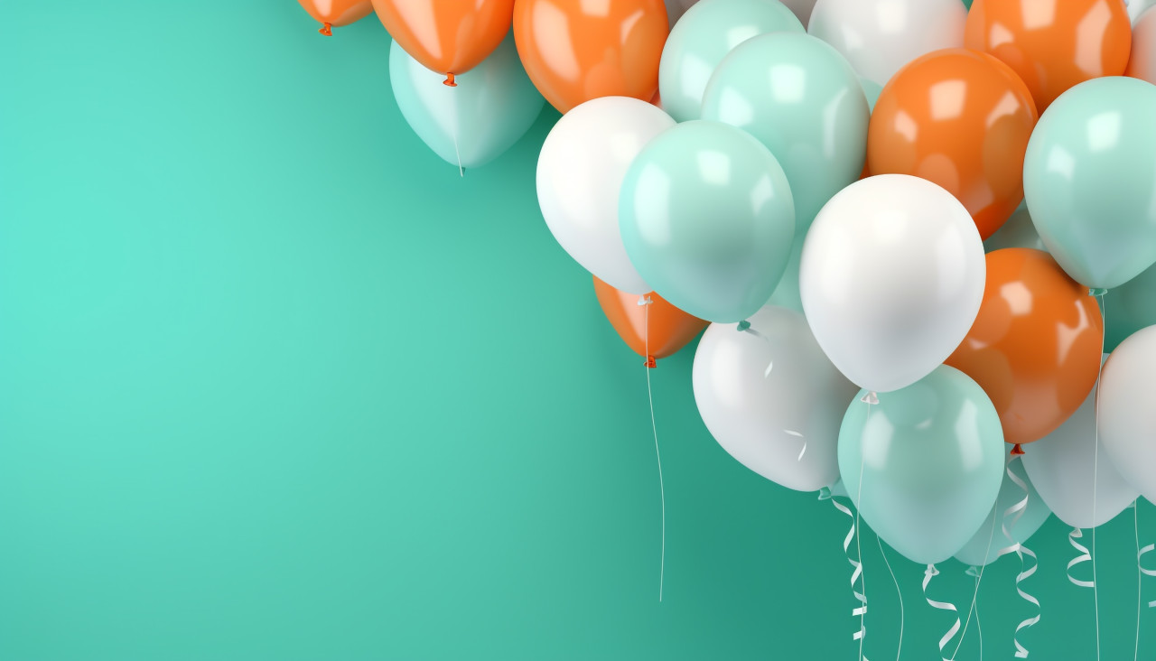 Colorful balloons celebration, independence day stock image, independence day ai prompt