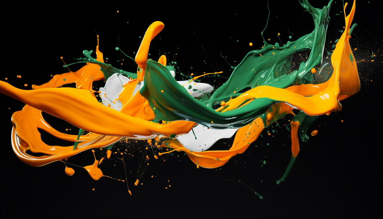 A picture of an orange and green paint splash, independence day stock image, independence day ai prompt