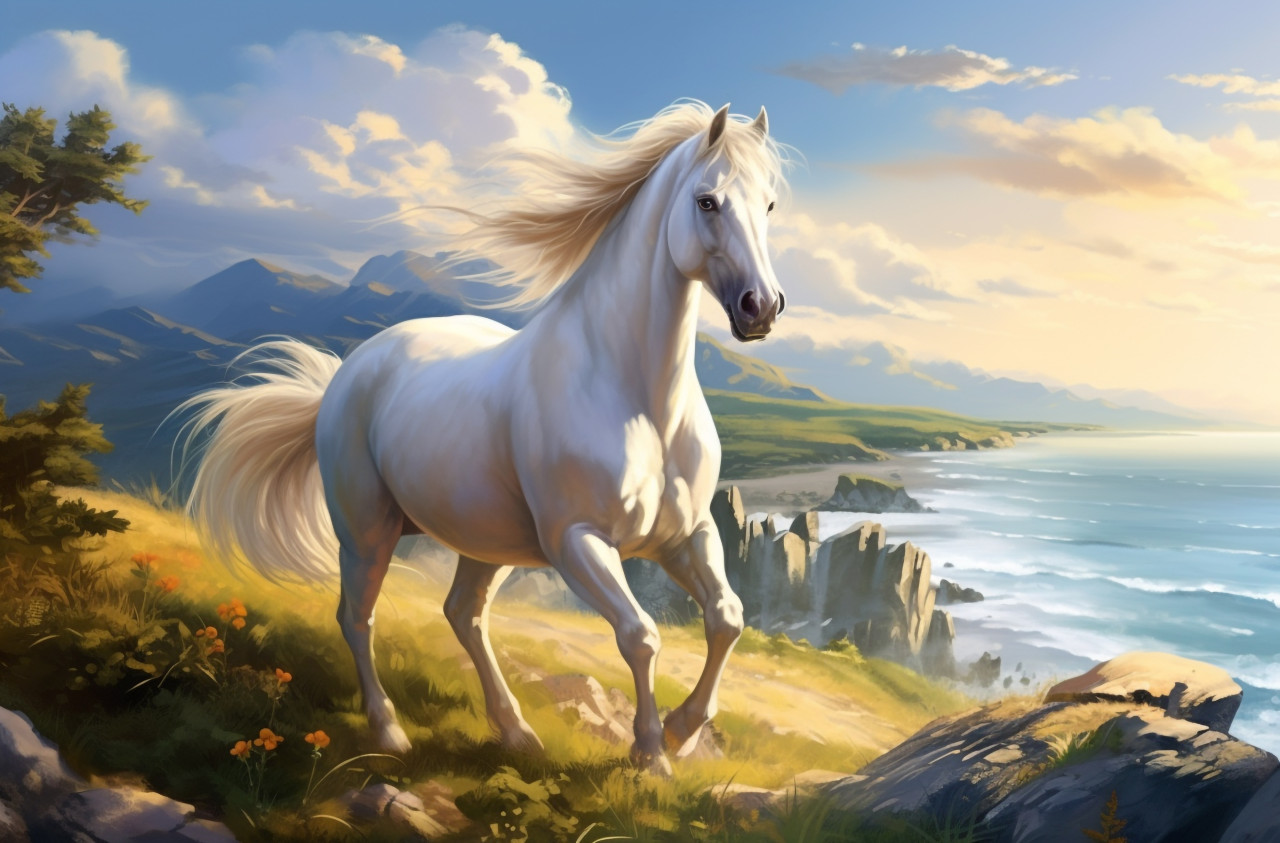 Horse country landscape, midjourney ai art, ai art, midjourney free prompts
